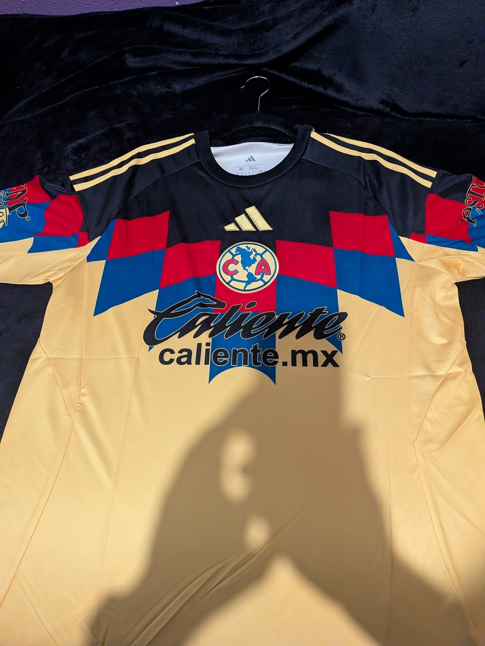 adidas Yellow Club América Soccer Jersey with Red & Blue Accents